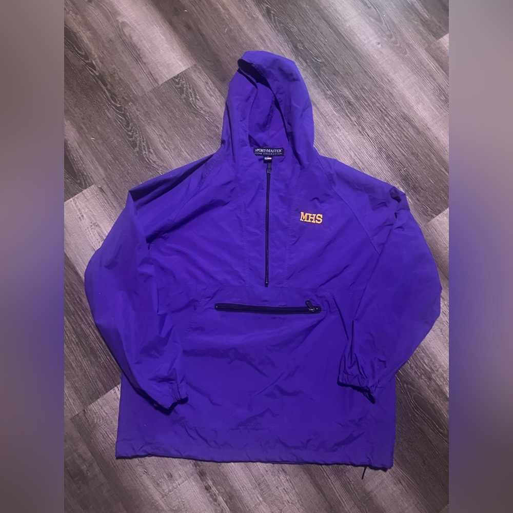 Vintage Purple Hooded Windbreaker With Mhs Logo